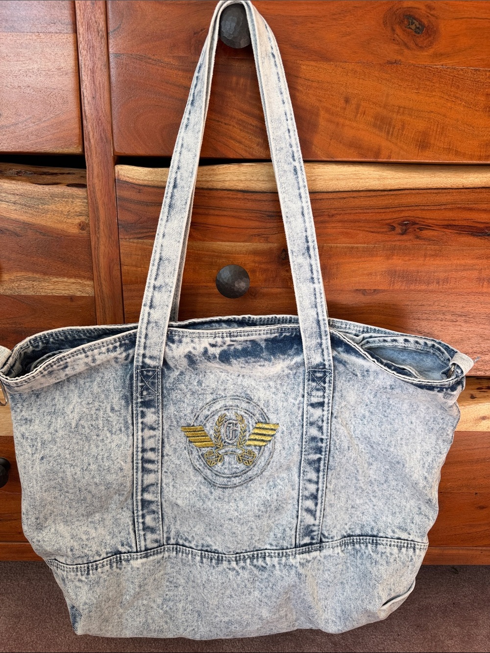 Vintage Acid Washed Denim Tote Bag. 90’s Y2K.